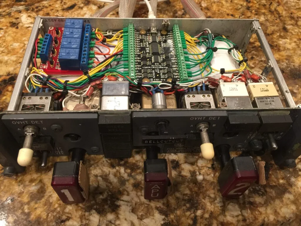 Figure 4 - My real fire panel gutted and rewired for USB interfacing